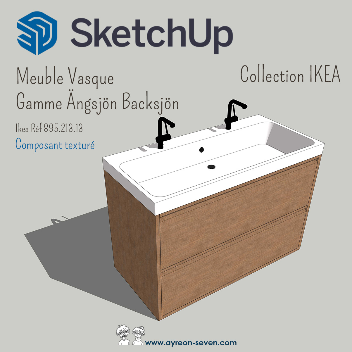 Meuble vasque double Ängsjön / Backsjön - Référence Ikea 89521313